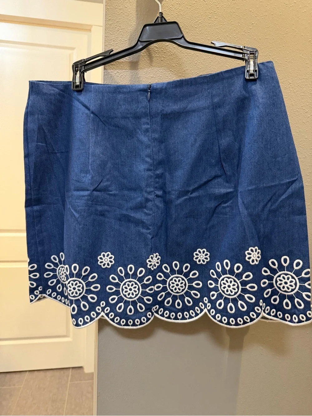 Square Neck Blue Embroidered Crop Top and Matching Skirt Set